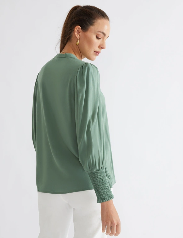 Katies 3/4 Sleeved Top With Shirring Detail, hi-res image number null