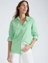 Katies Long Sleeve Cotton Shirt With Curved Hem, hi-res