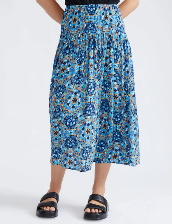 Katies Soft Printed Pull On Maxi Skirt, hi-res image number null