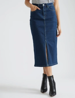 Katies Denim A-line Skirt with front slit