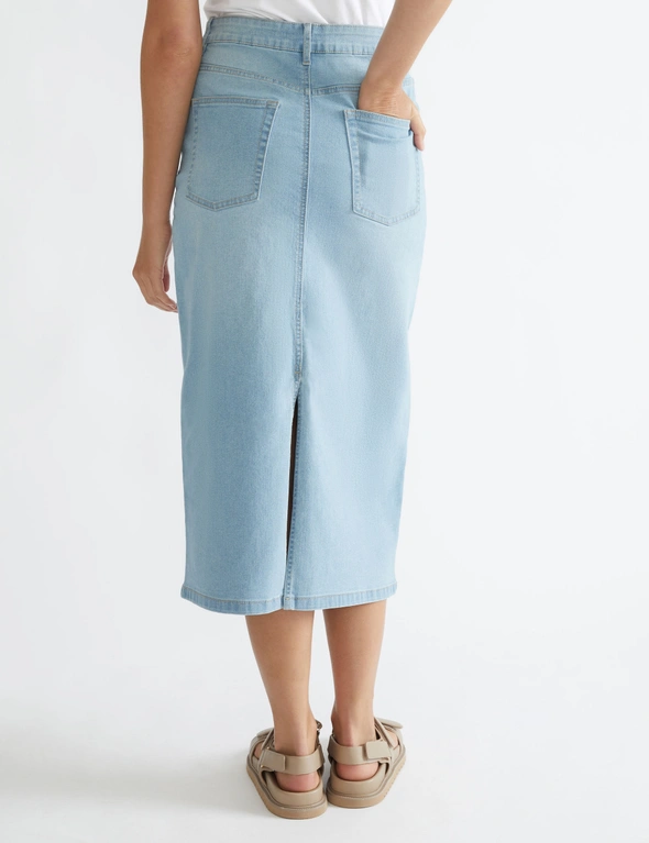 Katies Denim A-Line Skirt With Front Slit, hi-res image number null