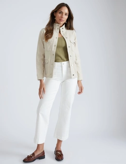 Katies Long Sleeve Cotton Blend Casual Jacket