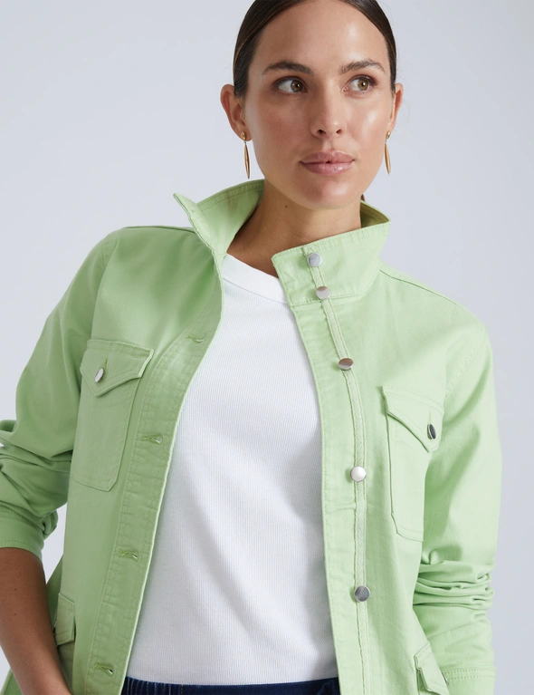 Katies Long Sleeve Cotton Blend Casual Jacket, hi-res image number null