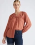 Katies Elbow sleeve Pintuck Lace Shirt, hi-res