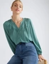 Katies Elbow Sleeve Pintuck Lace Shirt, hi-res