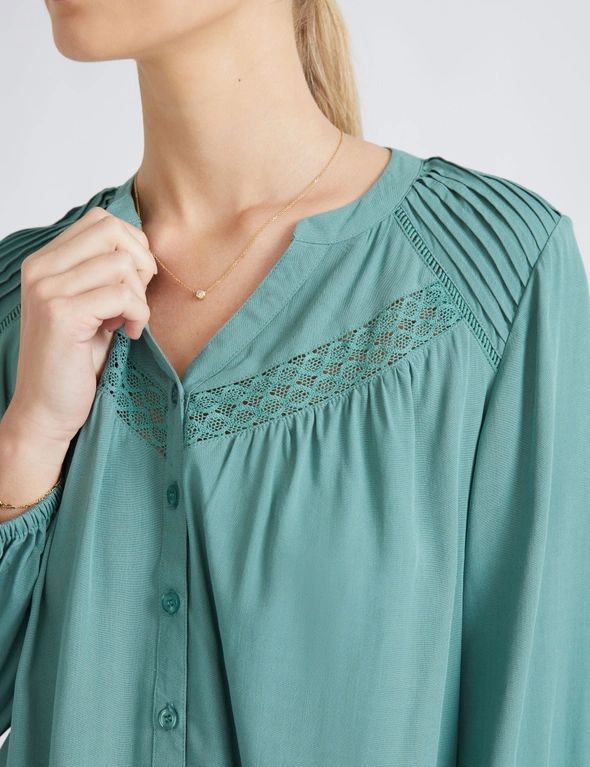 Katies Elbow sleeve Pintuck Lace Shirt, hi-res image number null