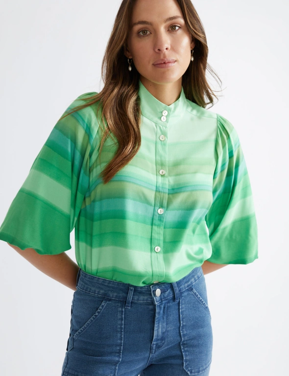 Katies Elbow Sleeve Ombre Bubble Top, hi-res image number null
