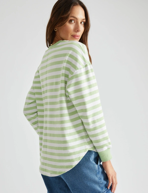 Katies Long Sleeve Spliced Cut About Knit Top, hi-res image number null