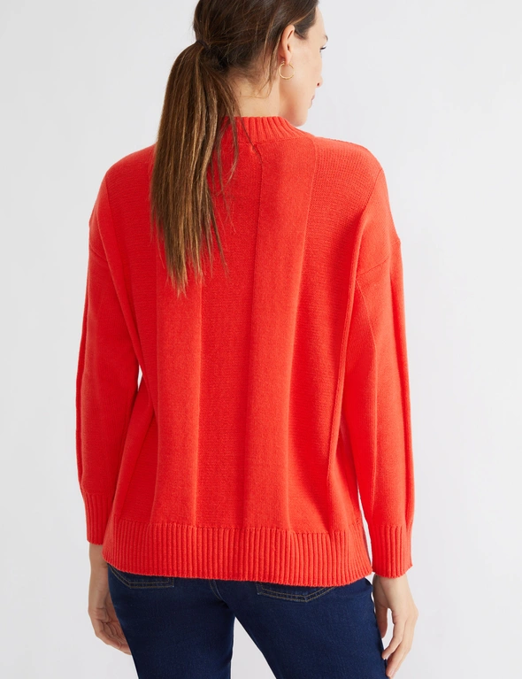 Katies Long Sleeve Mock Neck Colourblock Knitted Jumper, hi-res image number null