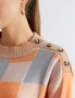 Katies Long Sleeve Mock Neck Colourblock Knitted Jumper, hi-res