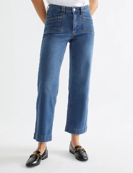 Katies Ankle Length Straight Leg Pocket Jean