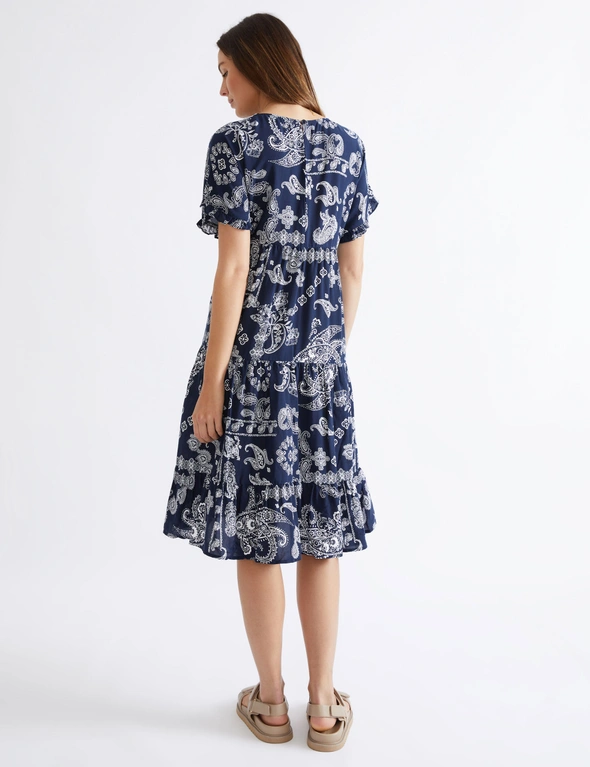 Katies Short Sleeve Tiered  Mid Length Dress, hi-res image number null