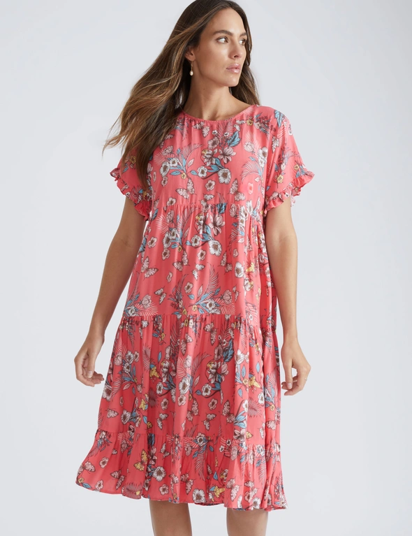 Katies Short Sleeve tiered  Mid length Dress, hi-res image number null