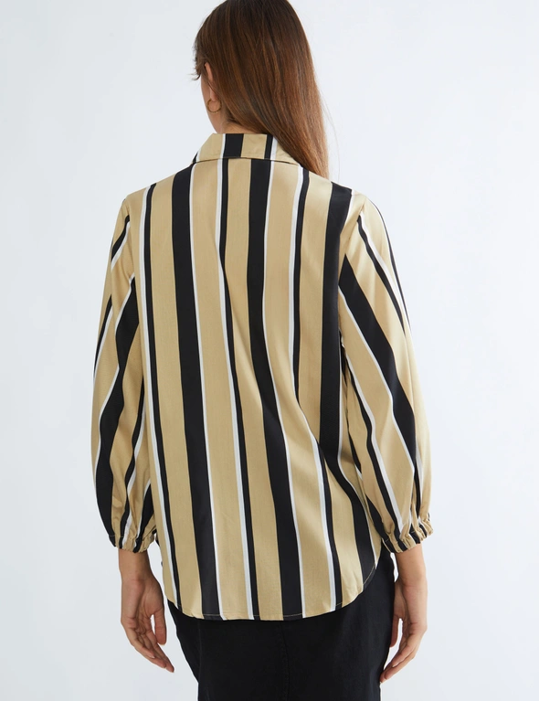 Katies Long Sleeve Gold Black Stripe Shirt, hi-res image number null