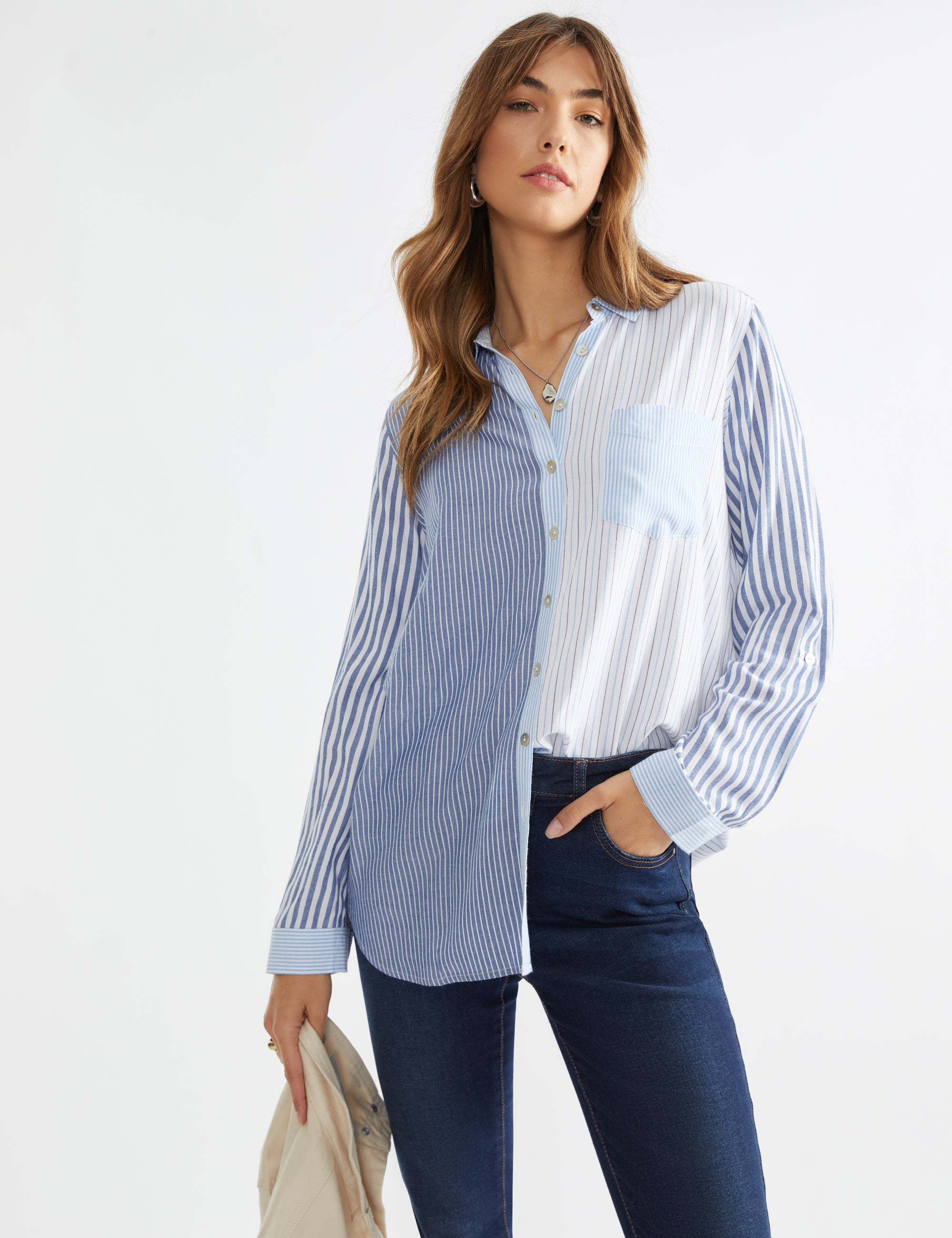 Katies Long Sleeve Mixed Stripe Shirt | Katies