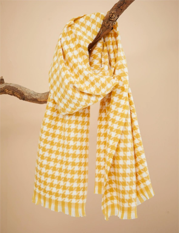 Katies Yellow Houndstooth Scarf, hi-res image number null