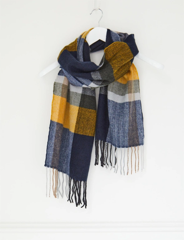 Katies Blue Yellow Plaid Scarf, hi-res image number null