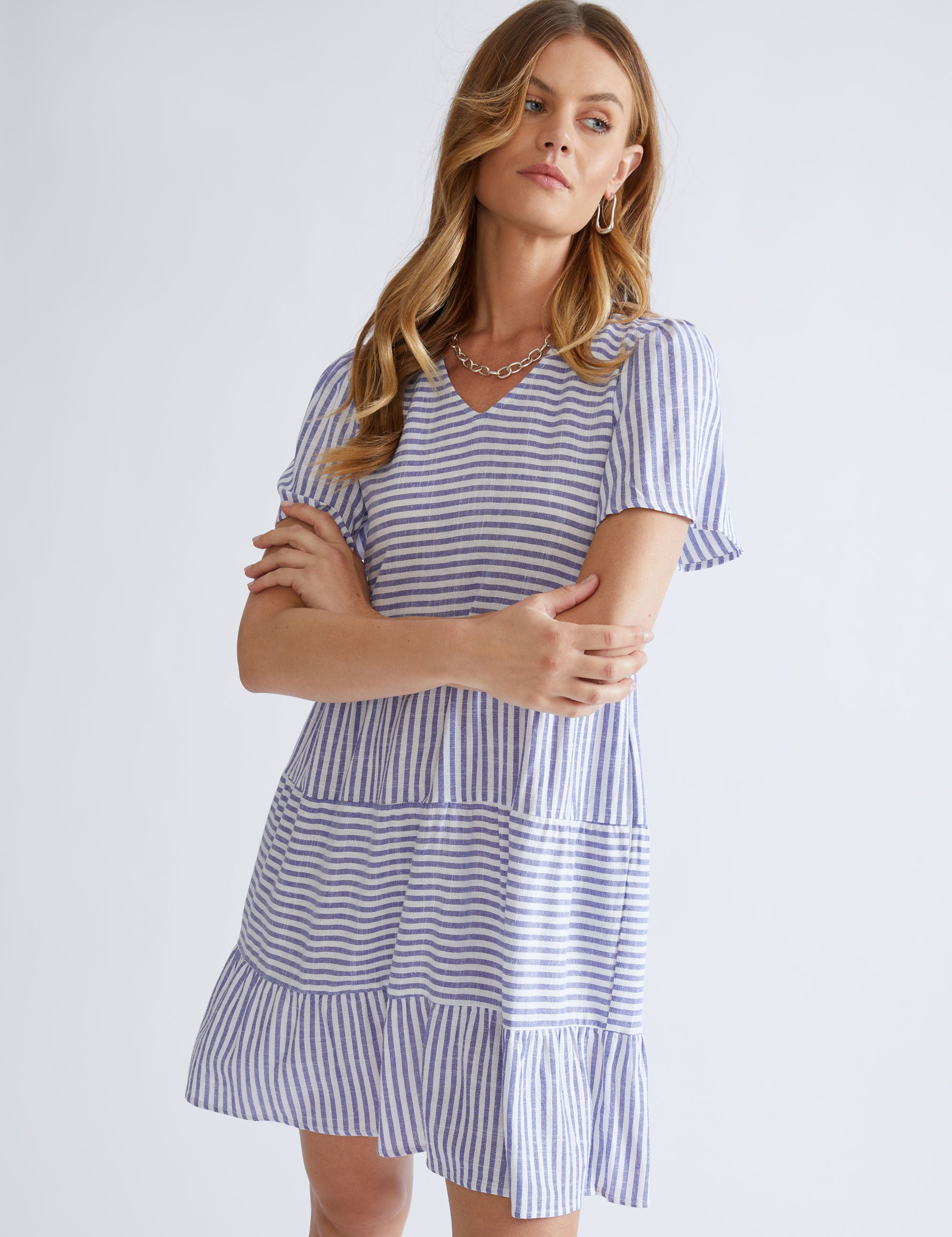 Katies Short Sleeve Tiered Shift Dress | Katies