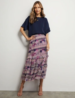 Liz Jordan Tiered Print Skirt