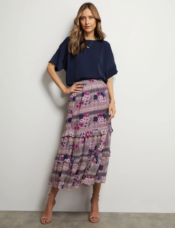 Liz Jordan Tiered Print Skirt, hi-res image number null