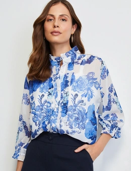 Liz Jordan Frill Floral Shirt