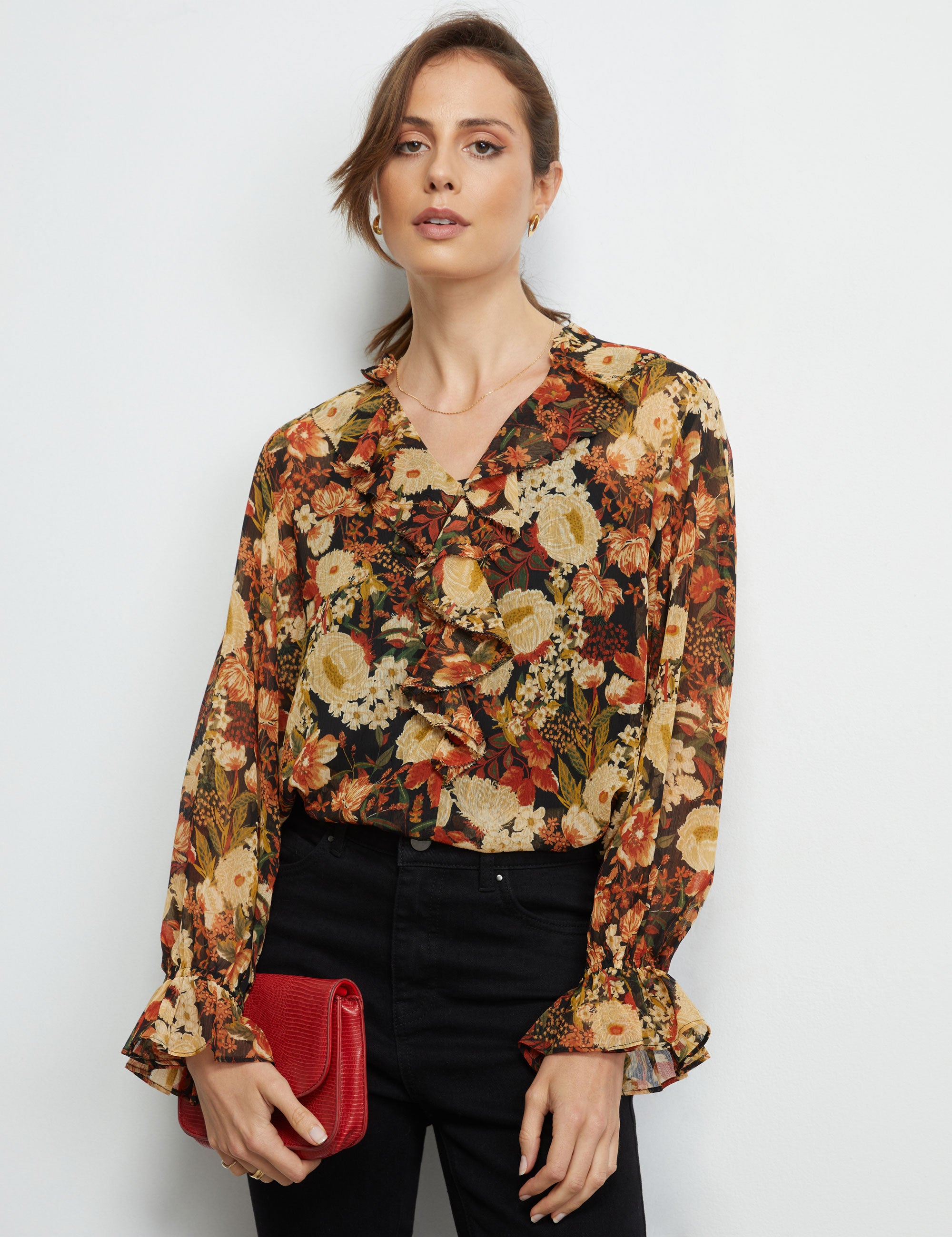 Liz Jordan Frill Floral Top | EziBuy NZ