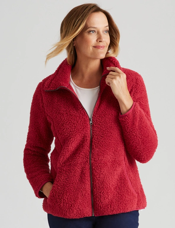 Millers Long Sleeve Teddy Coral Fleece Zipped Through Jacket, hi-res image number null