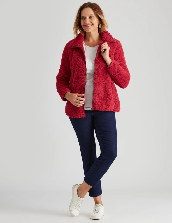 Millers Long Sleeve Teddy Coral Fleece Zipped Through Jacket, hi-res image number null