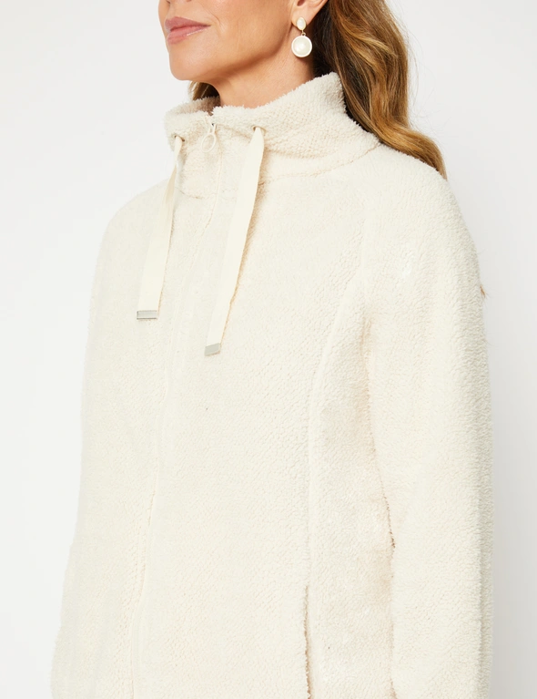 Millers Long Sleeve Textured Knit Fleece Zip Leisure Jacket, hi-res image number null