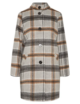 MILLERS LONG SLEEVE FUNNEL NECK CHECK COAT