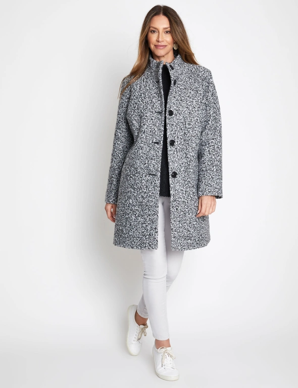 Millers Long Sleeve Button Through Boucle Coat | Crossroads