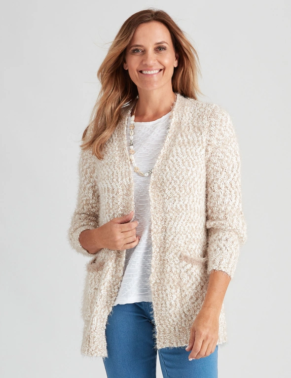MILLERS LONG SLEEVE TWO TONE POPCORN CARDIGAN, hi-res image number null