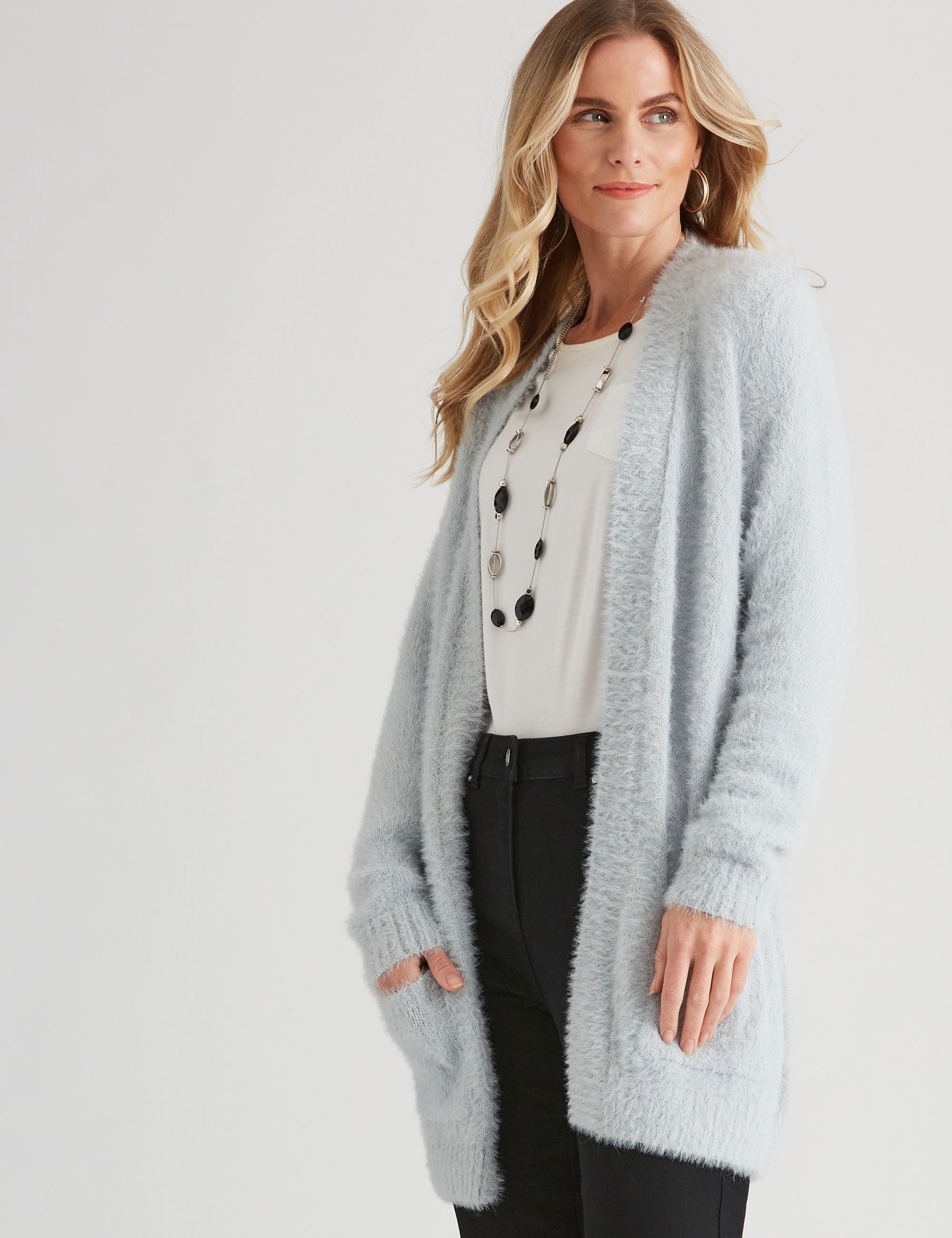 Gray fuzzy store cardigan