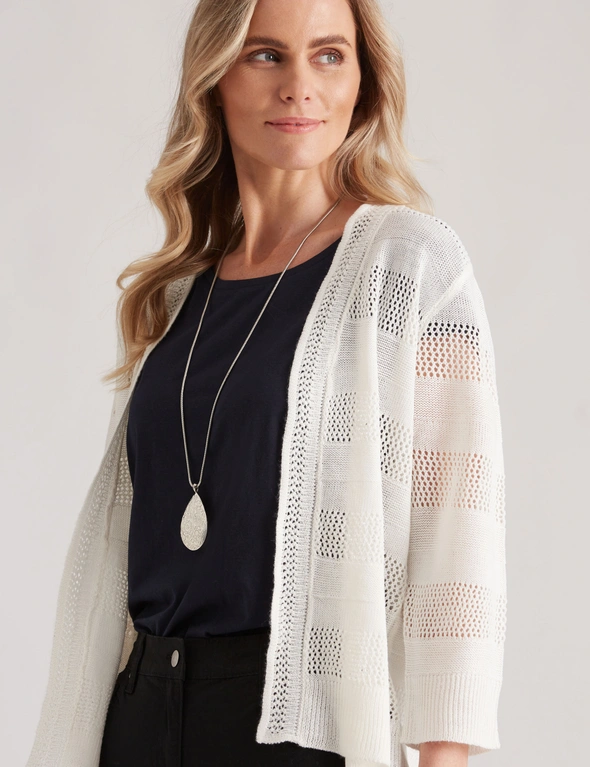 Millers 3/4 Sleeve Linear Pointelle Cardigan, hi-res image number null