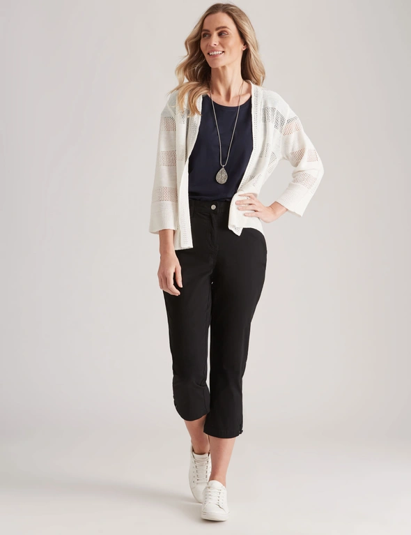 Millers 3/4 Sleeve Linear Pointelle Cardigan, hi-res image number null