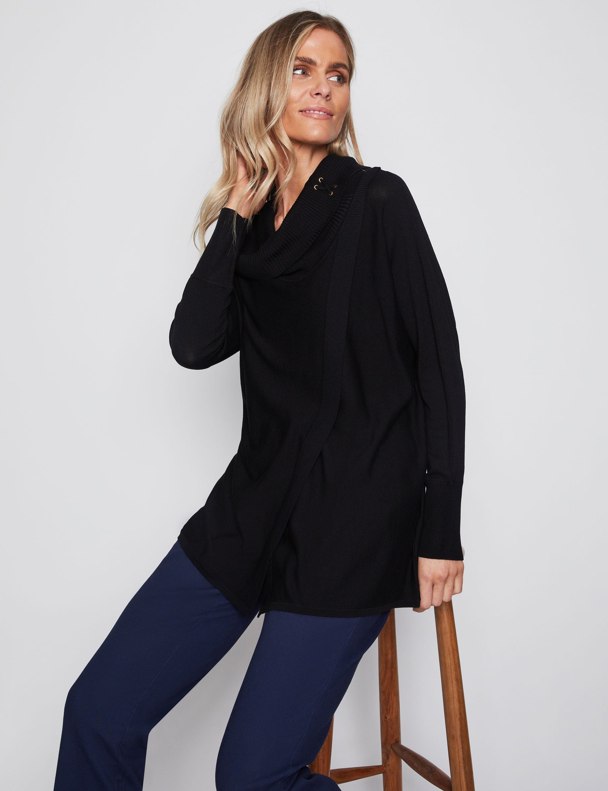 Millers Long Sleeve Cowl Tunic with Eyelets | Millers