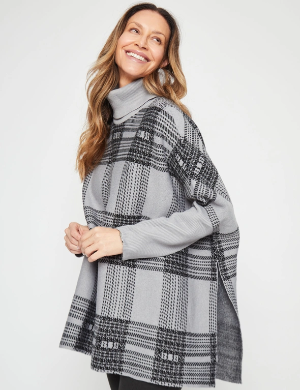 Millers Long Sleeve Intarsia Check Cape, hi-res image number null