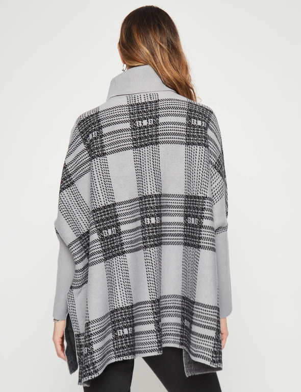 Millers Long Sleeve Intarsia Check Cape, hi-res image number null