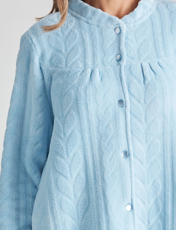 Millers Button Through Embosseded Coral Fleecy Bed Jacket, hi-res image number null