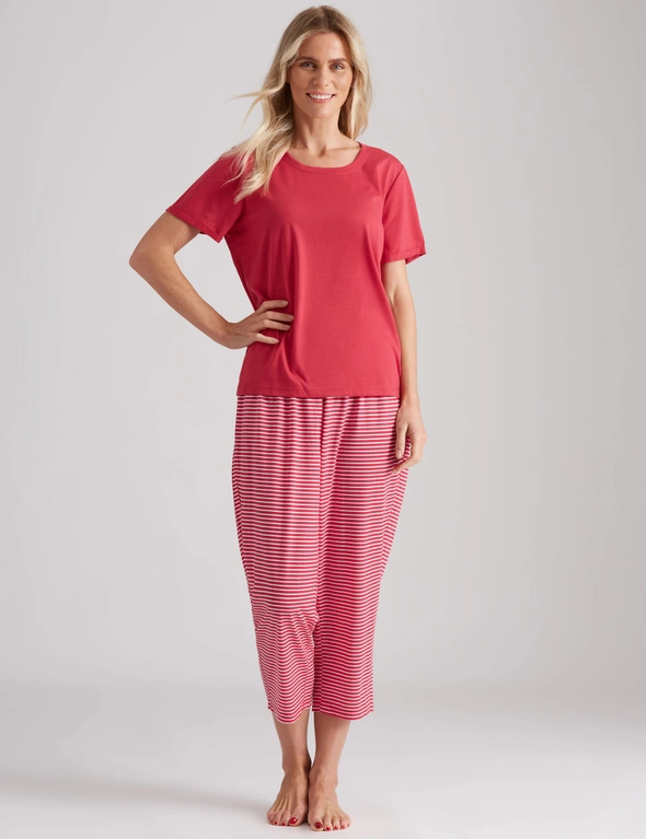 Millers Plain Top with Stripe Crop Pyjama Bottoms, hi-res image number null