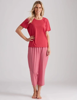 Millers Plain Top with Stripe Crop Pyjama Bottoms