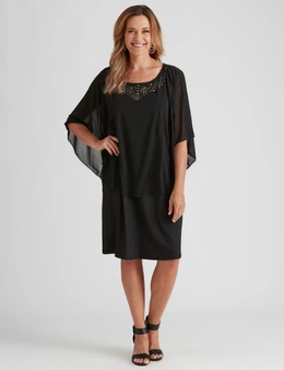 Millers Short Sleeve overlay printed mesh dress