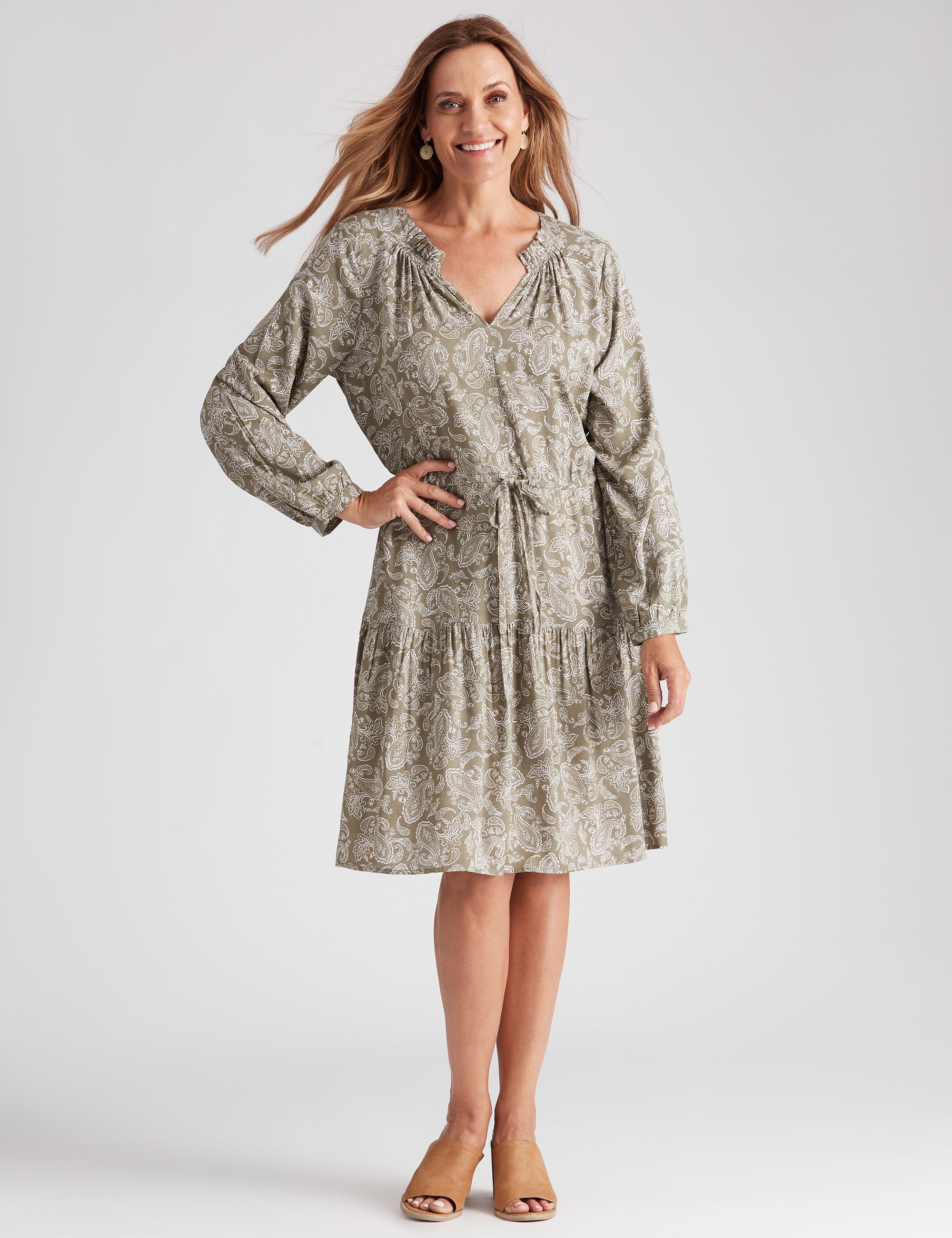 Millers Long Sleeve Printed Midi Dress | Millers