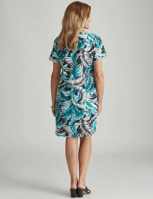 Millers Short Sleeve Cotton Slub Printed Knee Length Dress, hi-res image number null