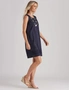 Millers Sleeveless Cotton Slub Knee Length Dress with Broidery Trim, hi-res