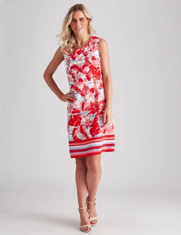 Millers Sleeveless Knee Length Lined Dress with Border Print