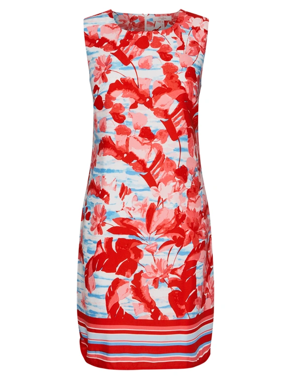 Millers Sleeveless Knee Length Lined Dress with Border Print, hi-res image number null