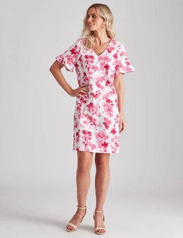 Millers Short Sleeve Knee Length Dress with Frill Sleeve