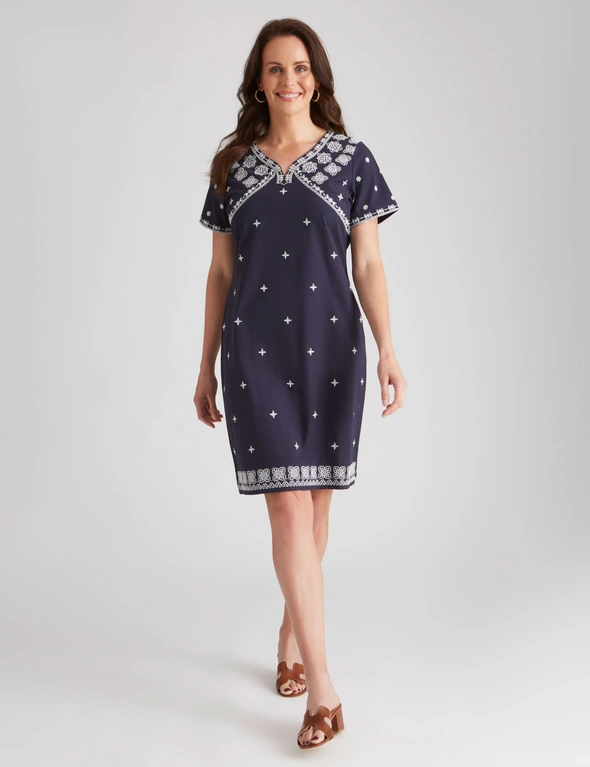Millers Embroidered Cotton Slub Dress, hi-res image number null