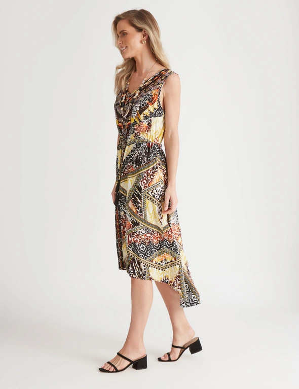 Millers Placement Printed Dipped Hem Dress with Heatseal, hi-res image number null